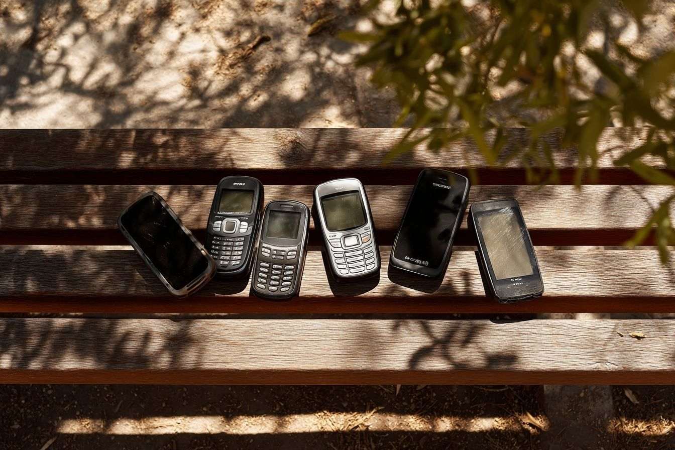 Vue de dessus de plusieurs dumbphones