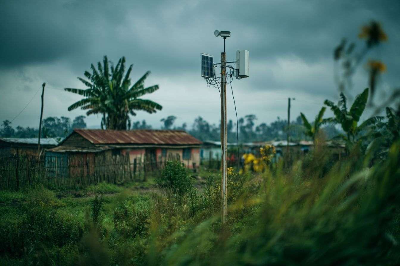 Vue réaliste d une antenne mobile solaire