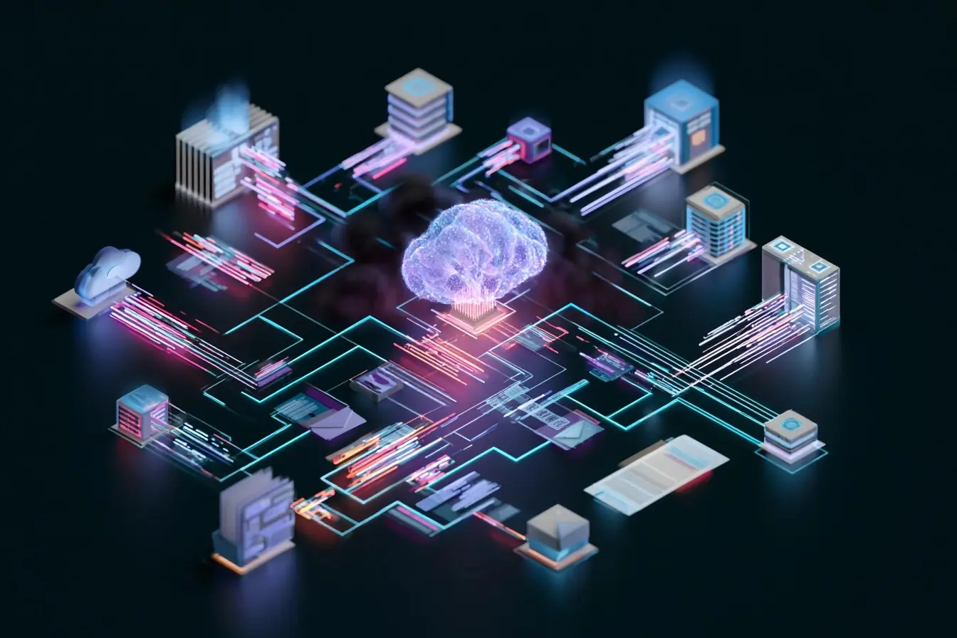 A futuristic cybersecurity scene illustrating