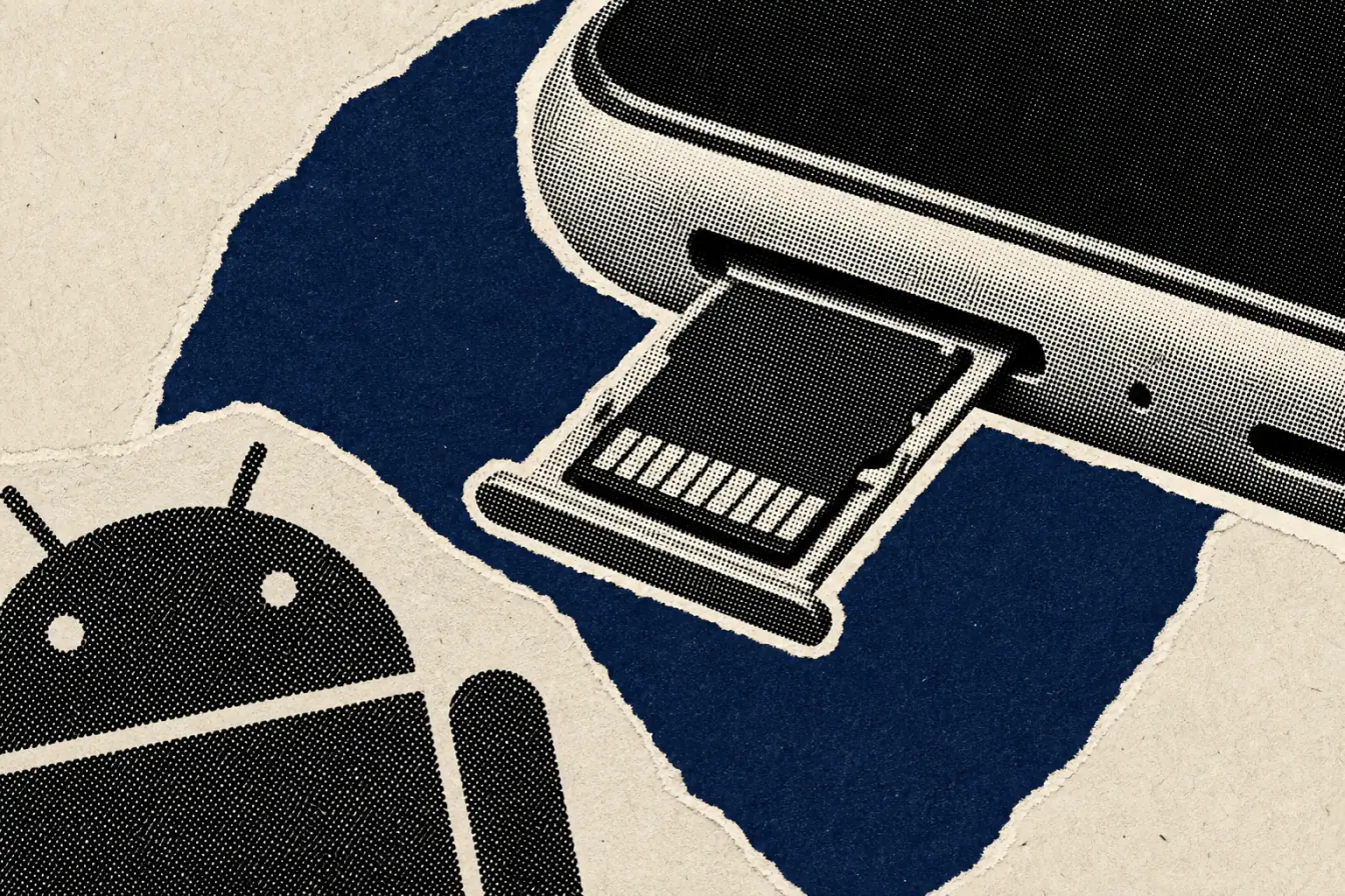 Gros plan sur smartphone Android et microSD