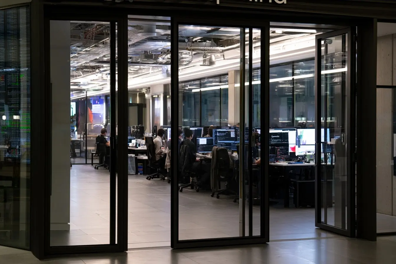 Bureaux DeepMind avec écrans Gemini