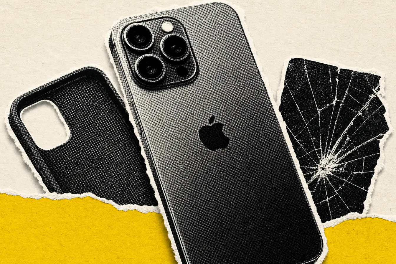 Coque, téléphone et écran fissuré