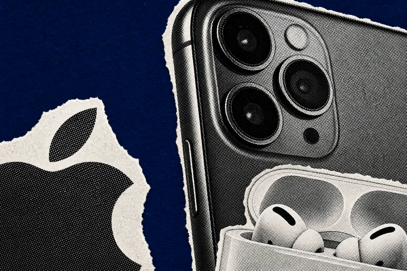 Gros plan d’iPhone sur fond bleu marine