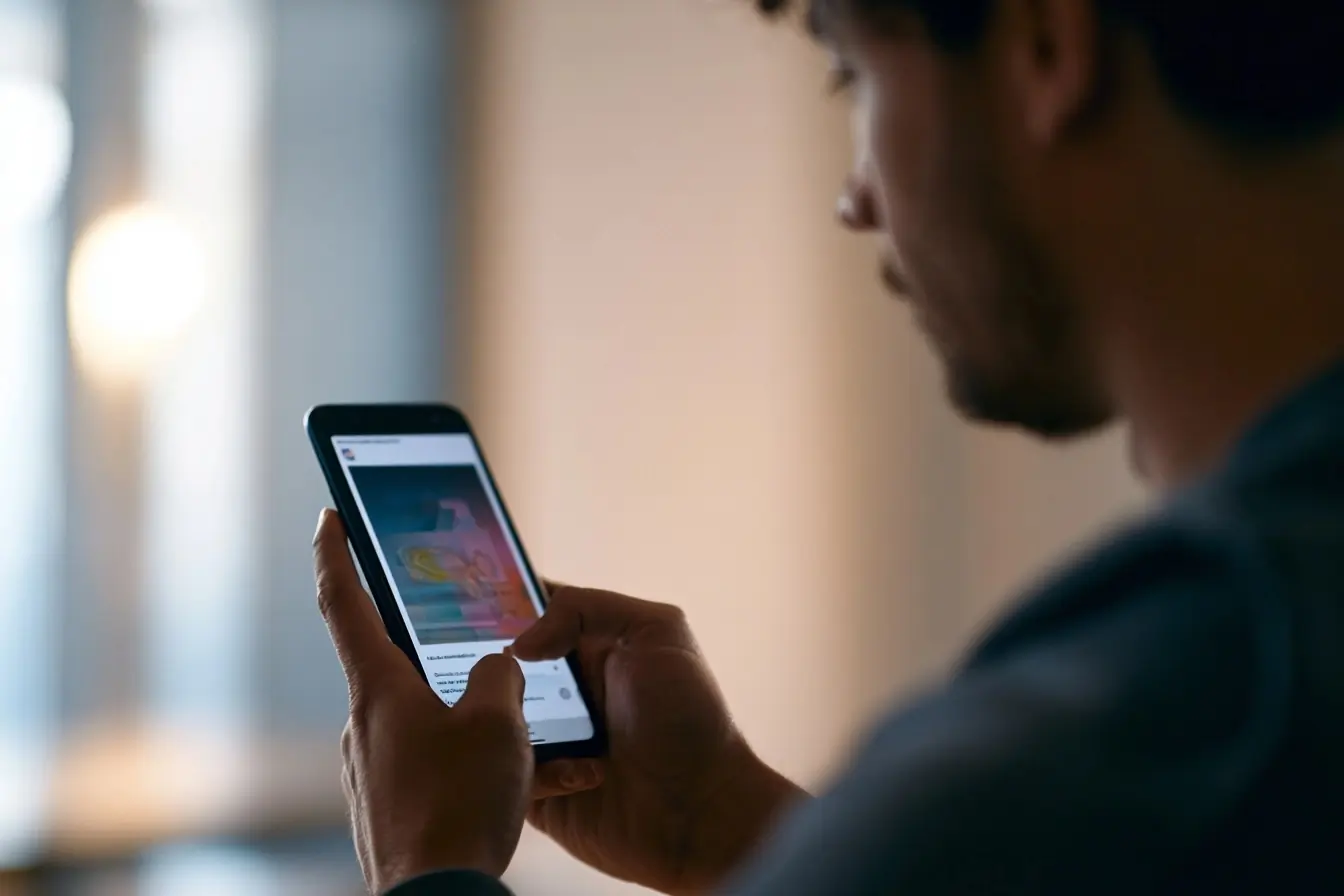 Publicité sur smartphone avec mention IA