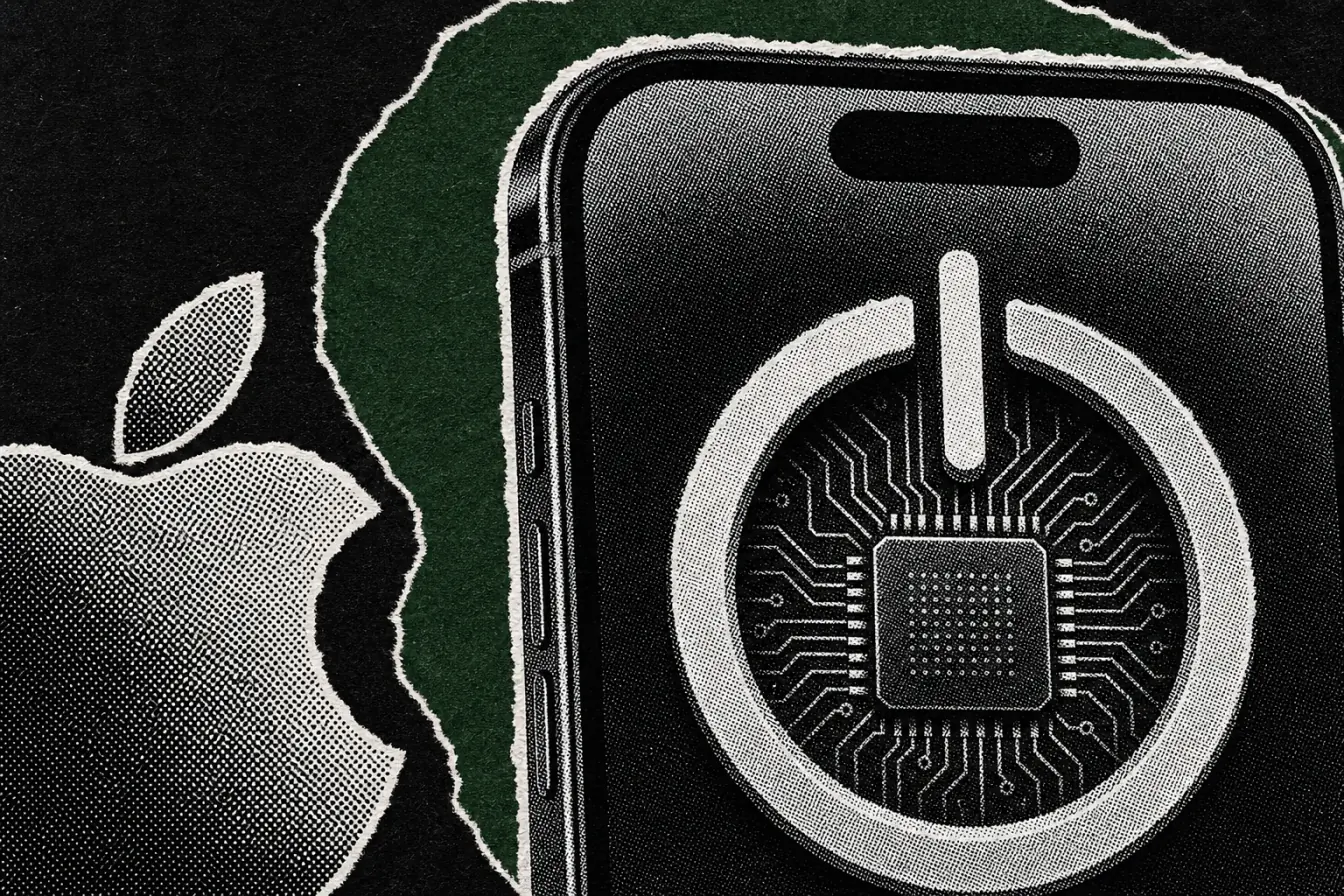 Smartphone entourant une puce centrale