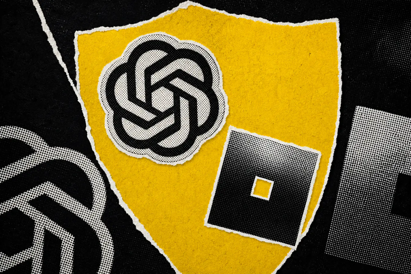 Logos de ChatGPT et Roblox sous bouclier