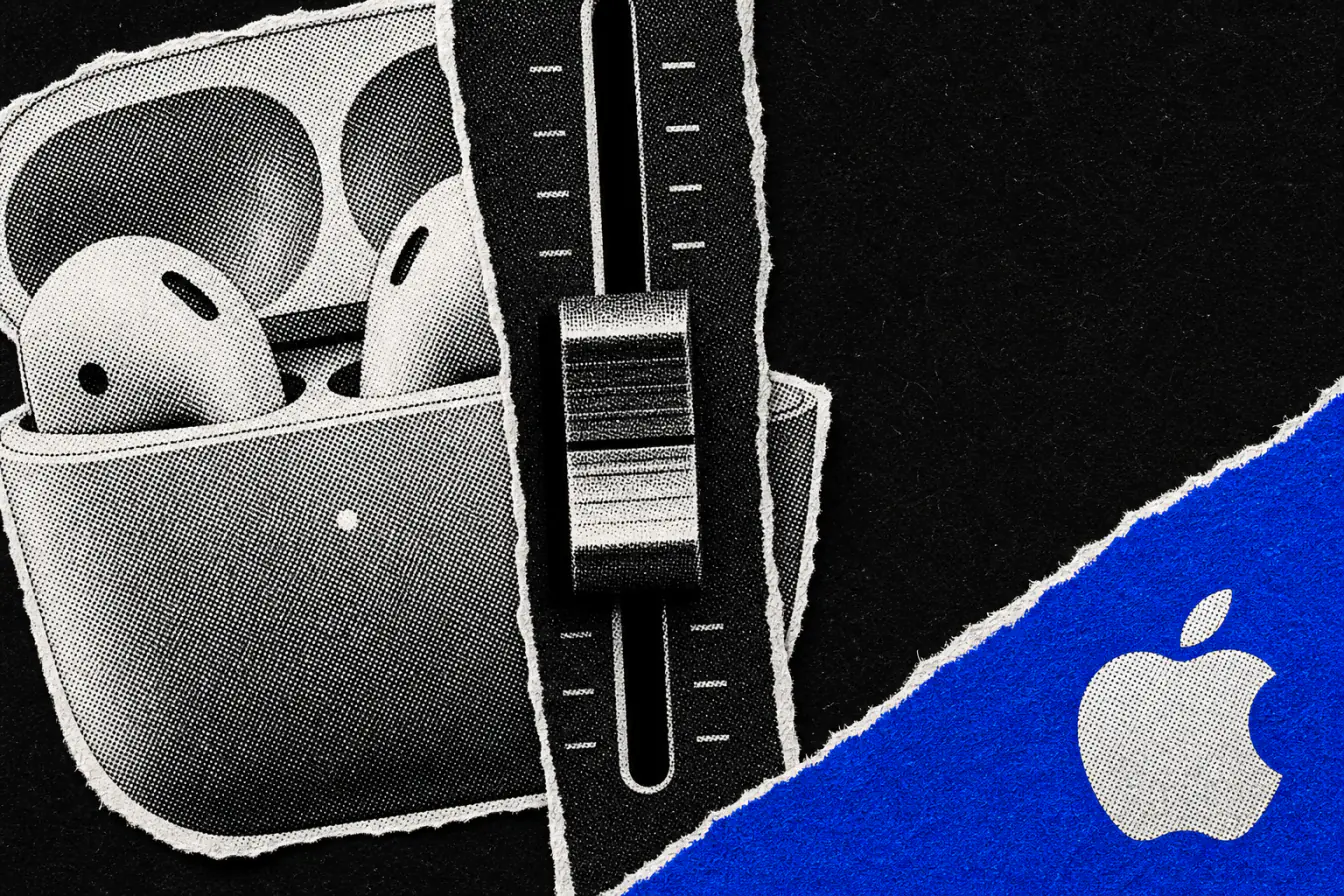 Boîtier d’AirPods traversé par un curseur audio