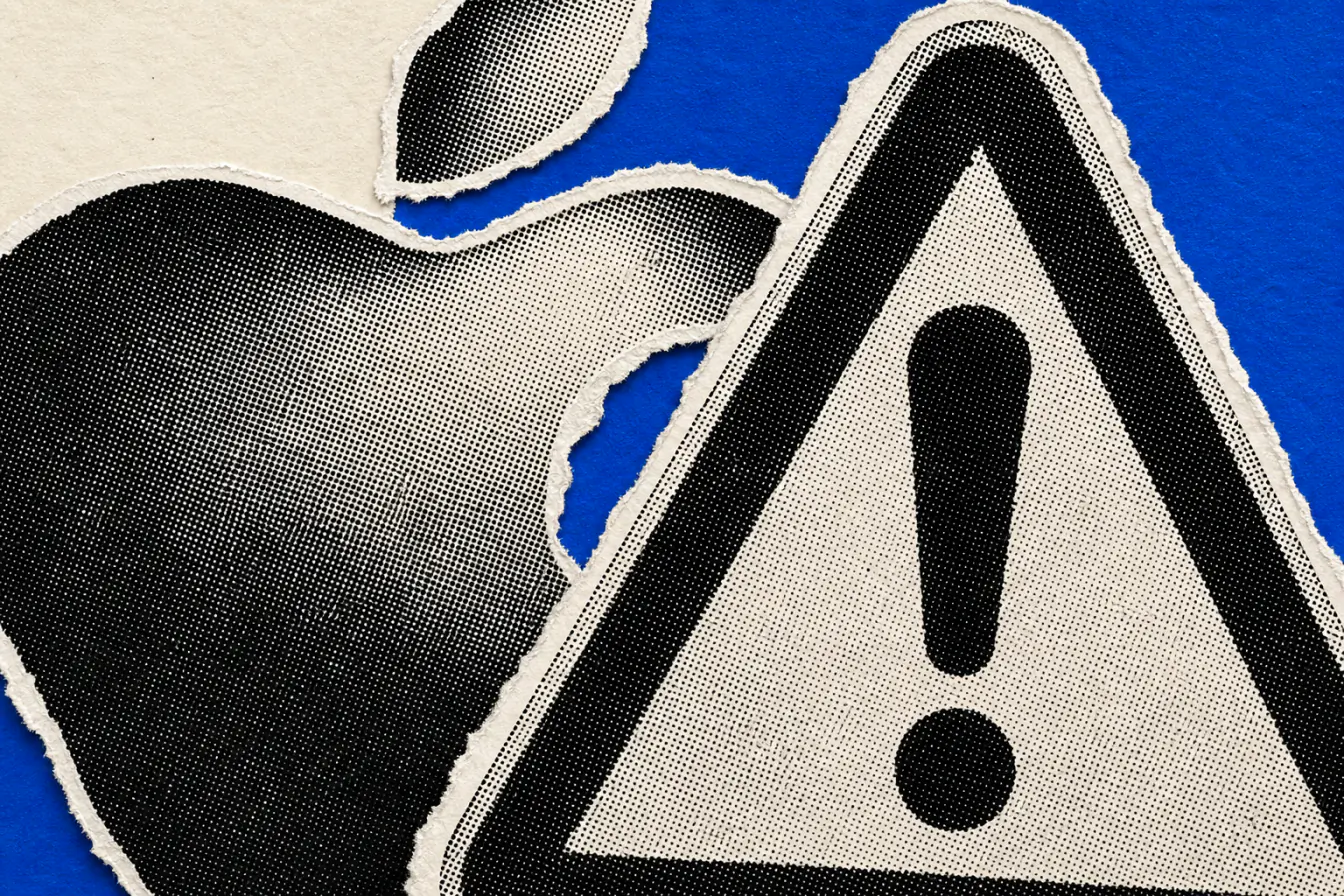 Logo Apple fendu par une alerte