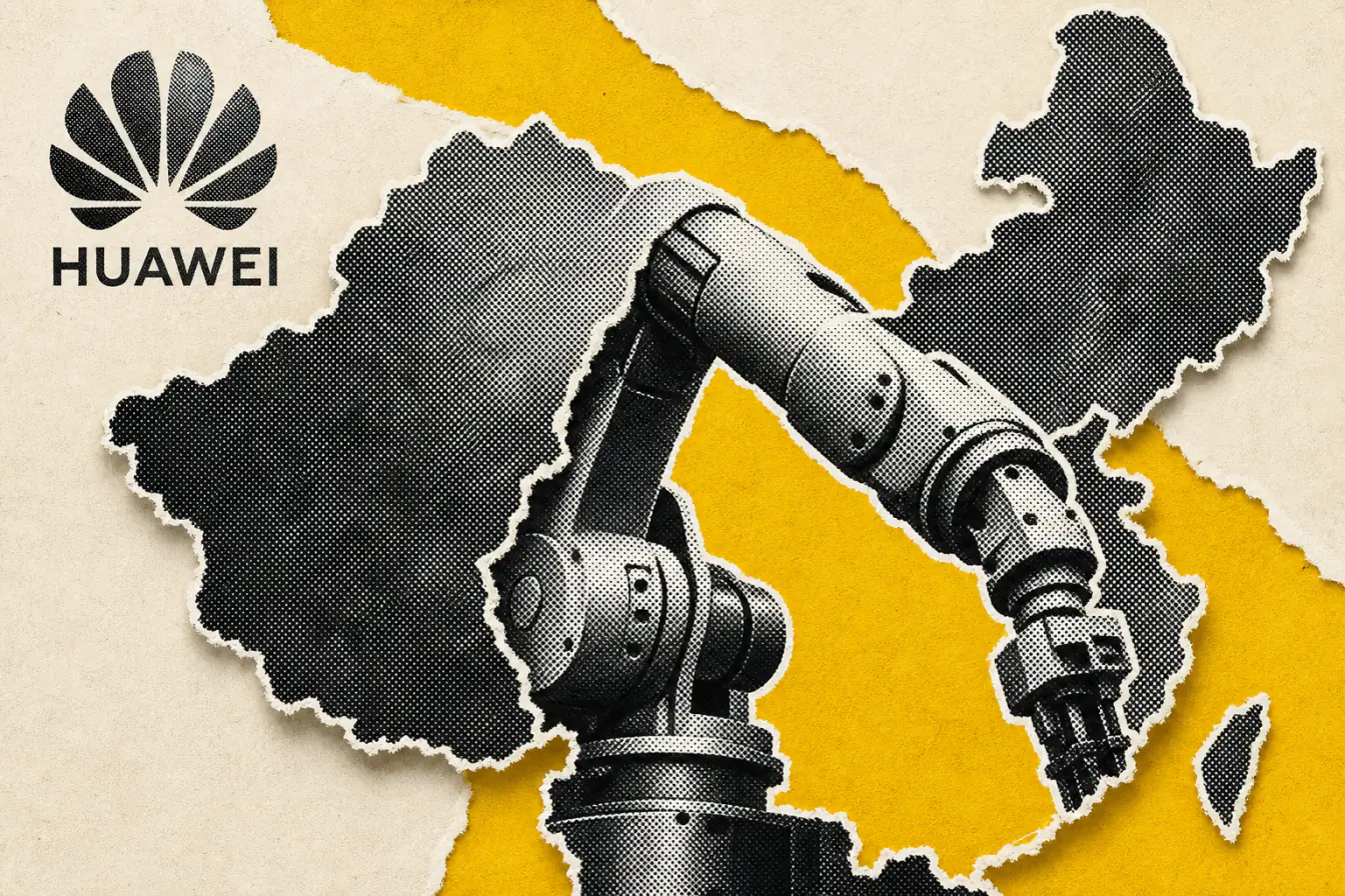 Carte de Chine serrant un bras robotique