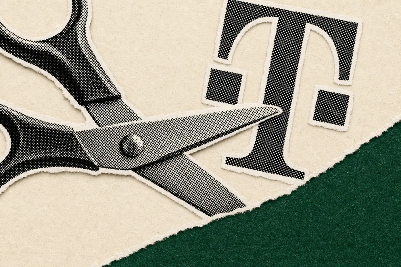 Ciseaux coupant le logo T-Mobile