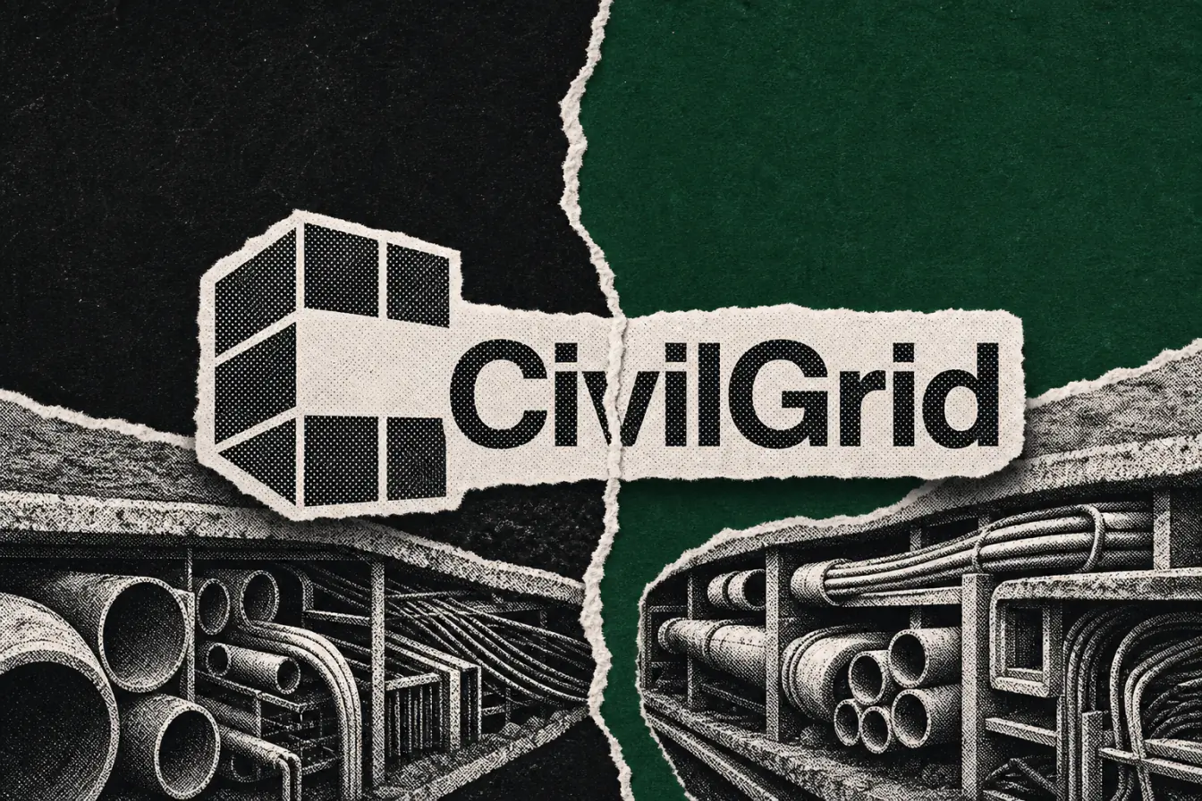 Coupe du sous-sol fendue avec logo CivilGrid