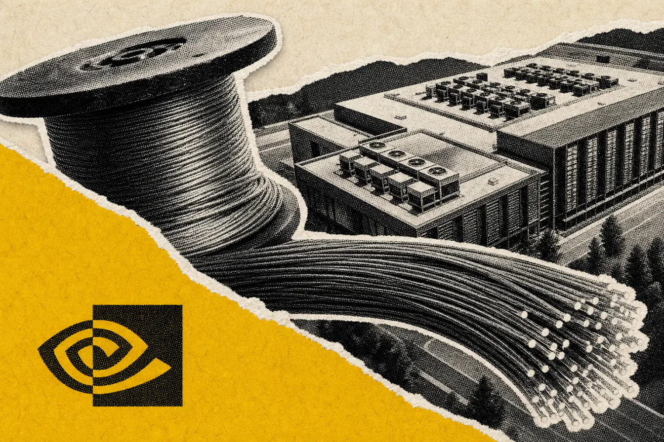 Bobine de fibre autour d’un campus IA