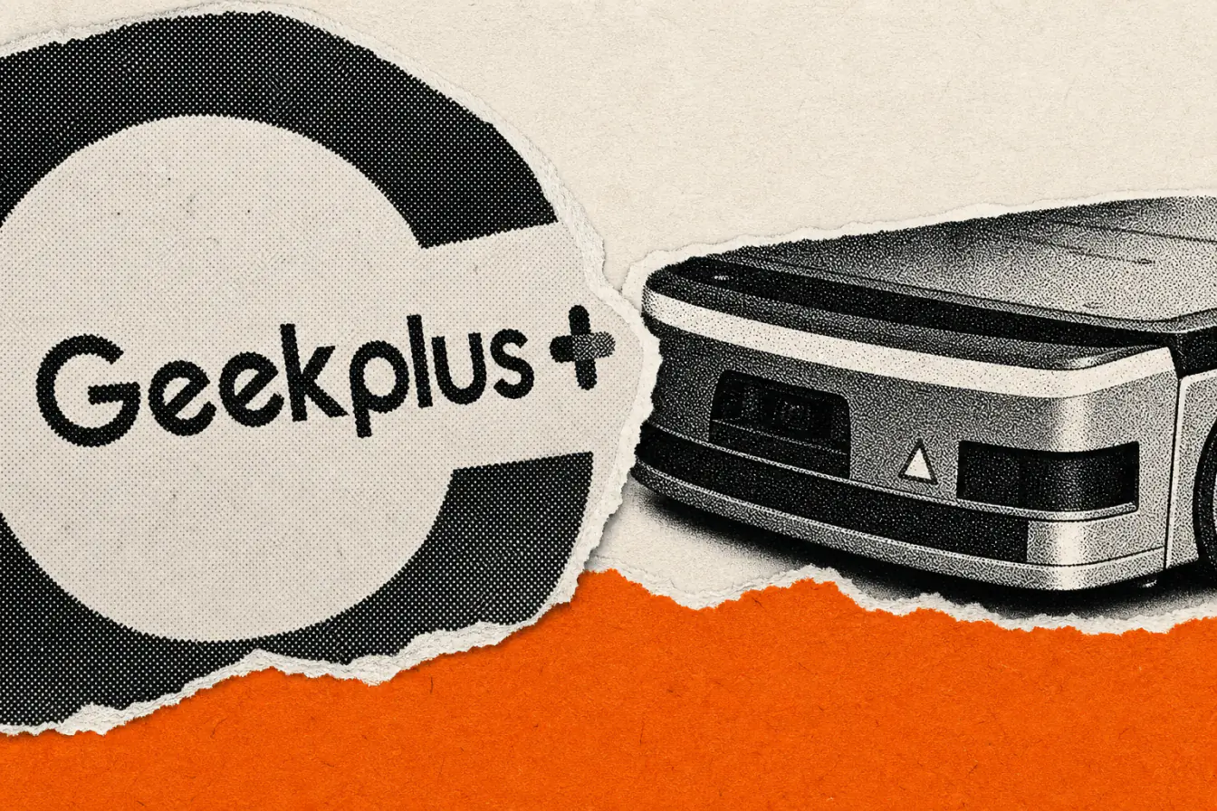 Logo Geekplus entourant un robot AMR