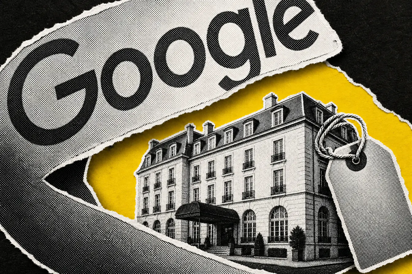 Logo Google refermé sur un hôtel à prix