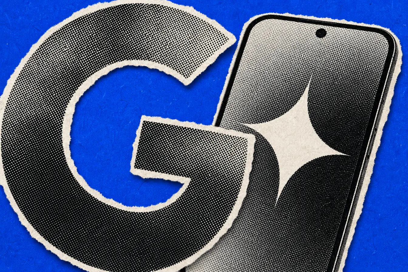 Logo Google refermant un smartphone Gemini