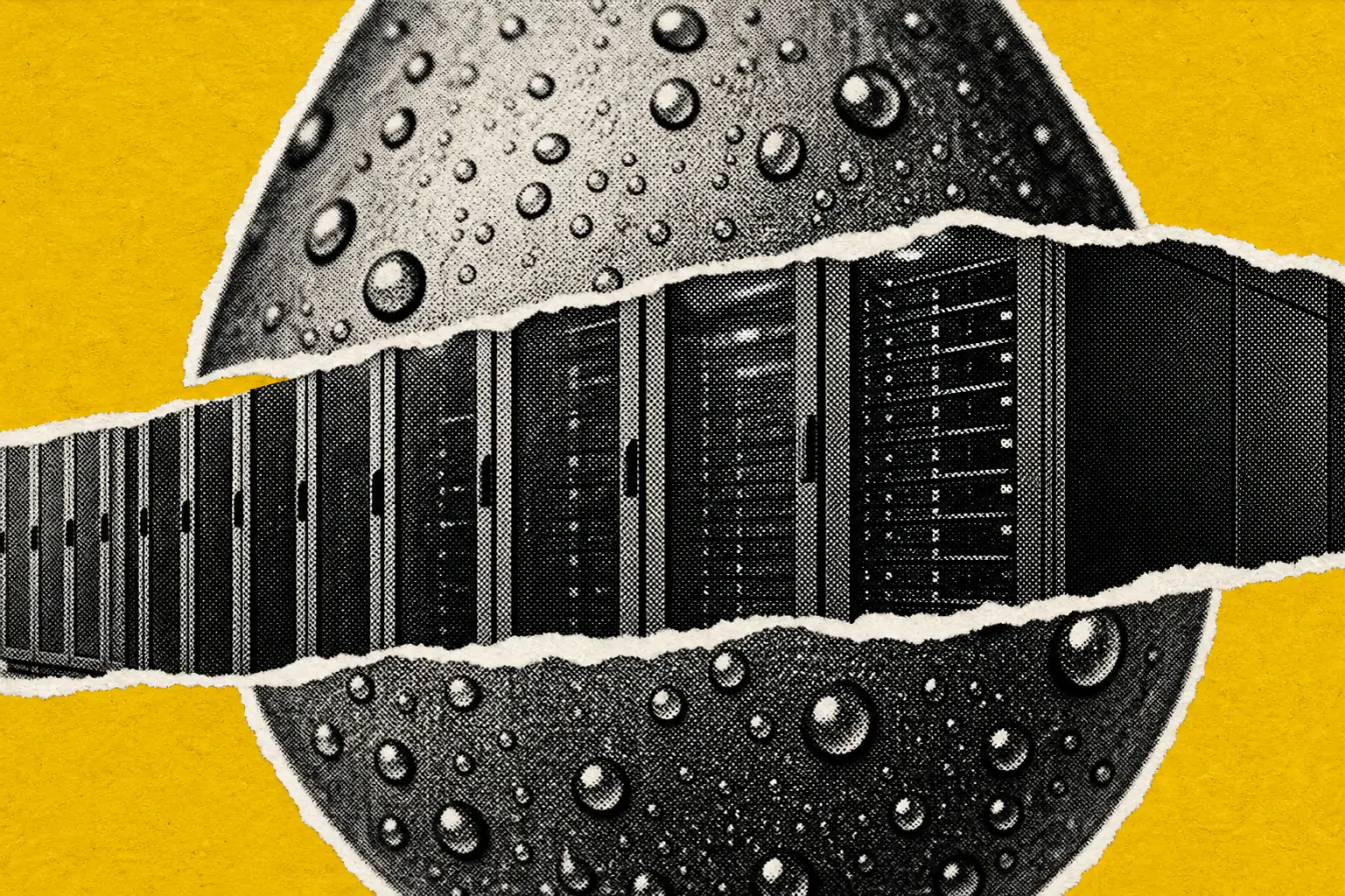 Goutte d’eau fendue par un data center