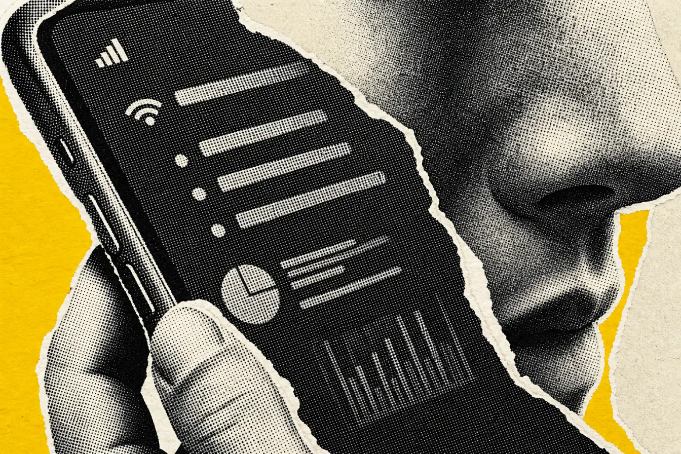 Gros plan d’un téléphone contre un visage