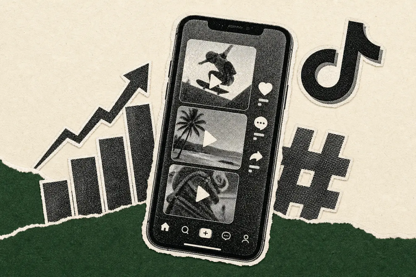 Carrousel dominant et hashtag en retrait