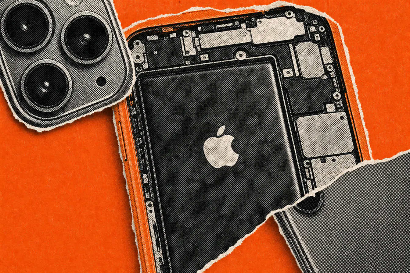 Silhouette d’iPhone avec batterie et capteurs