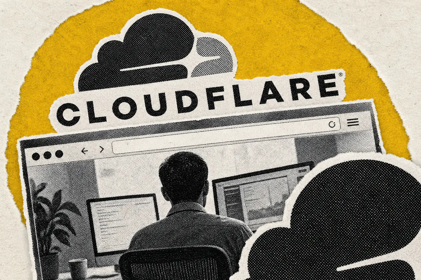 Navigateur ouvert sous le logo Cloudflare