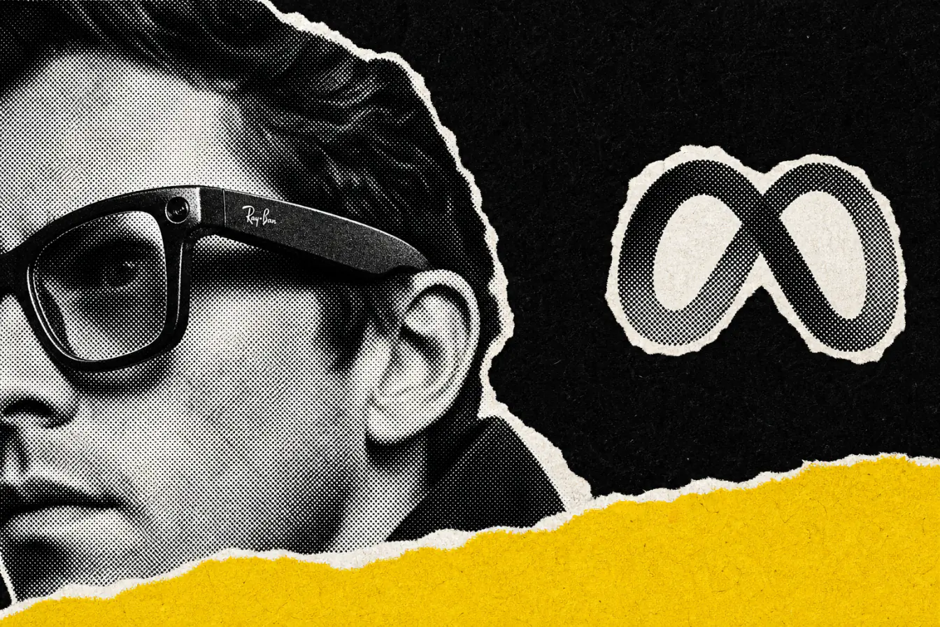 Lunettes connectées serrant un visage anonyme