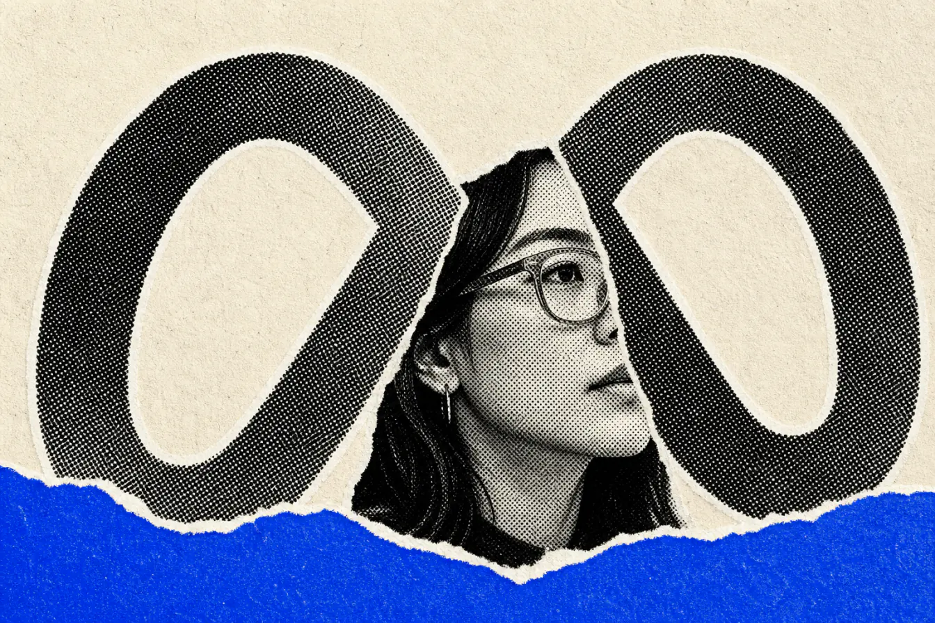 Logo Meta entourant un visage d’employé