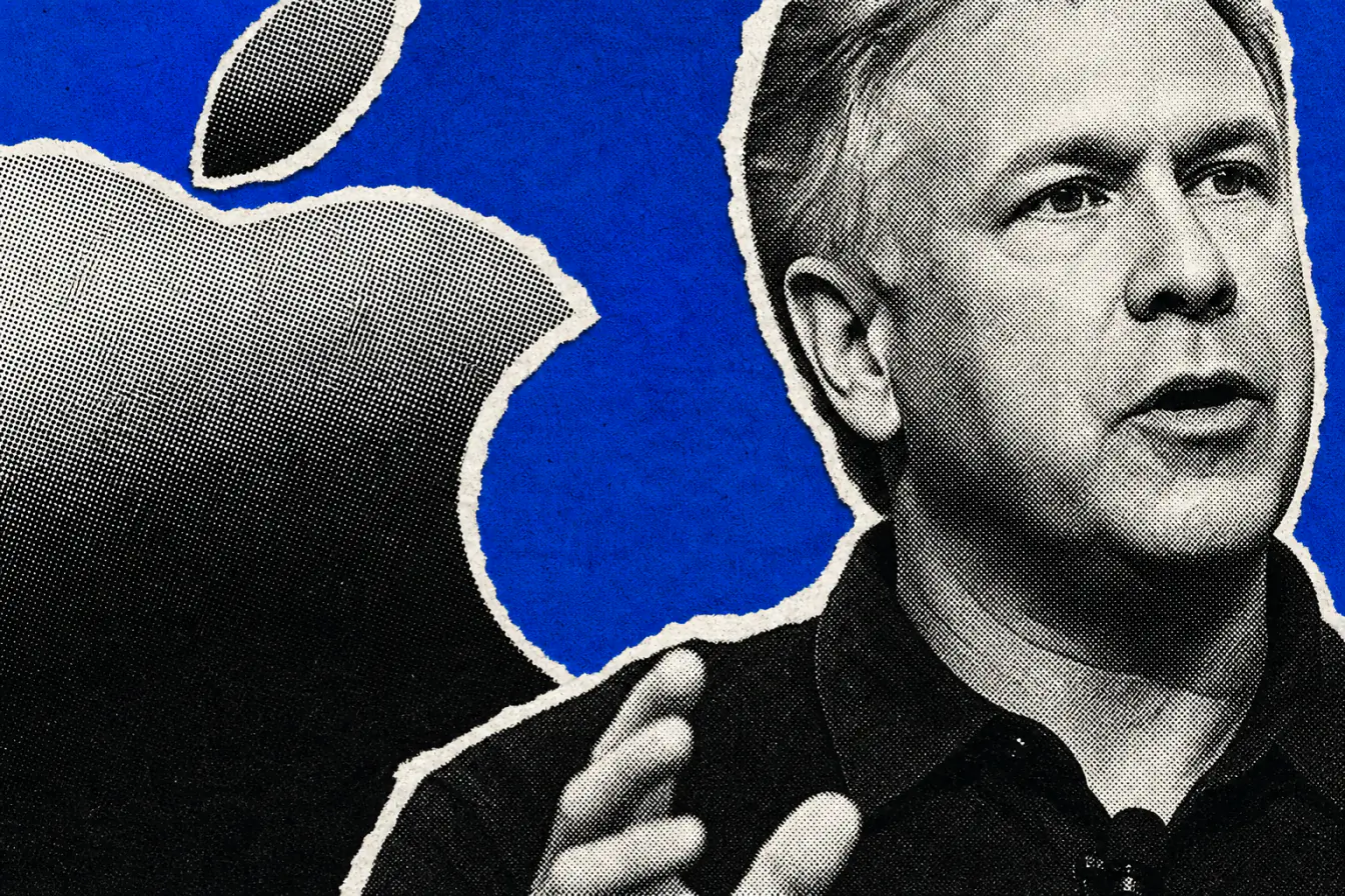 Visage de Phil Schiller et logo Apple