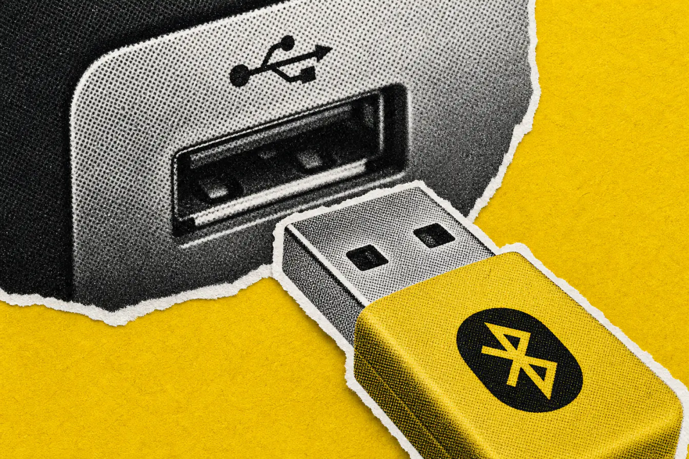 Dongle jaune entrant dans un port USB