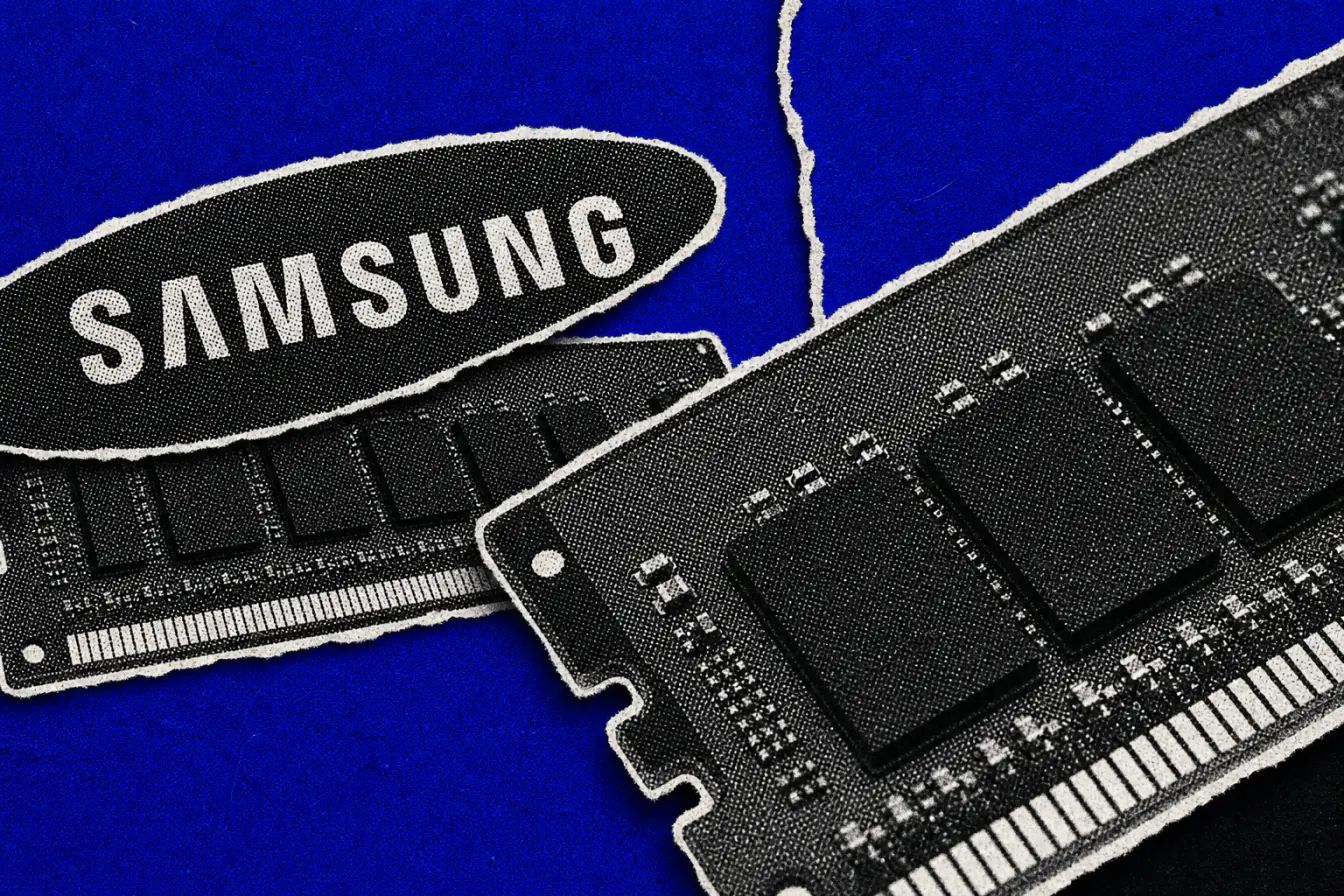 Puce RAM serrée par le logo Samsung