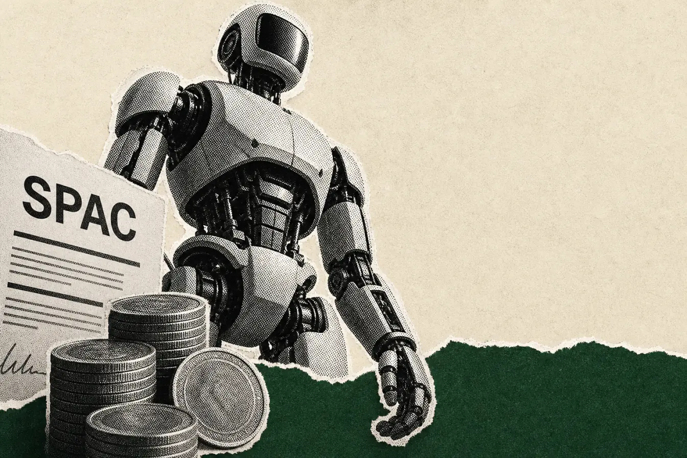 Robot d’usine au-dessus d’un dossier SPAC