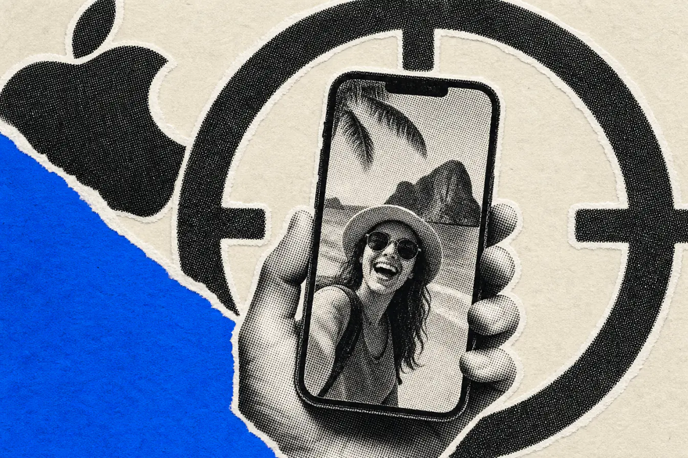 Selfie de vacances pris dans un viseur