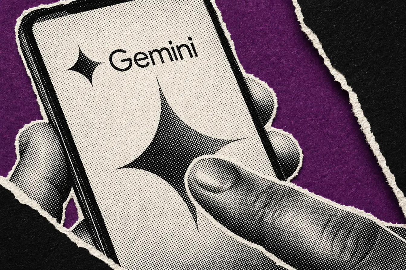 Main sur smartphone à l’écran Gemini