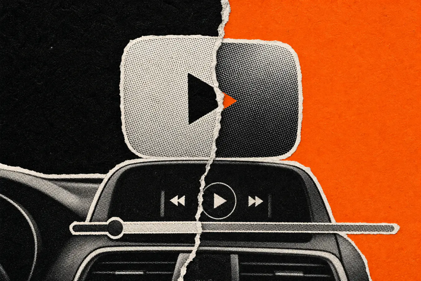 Logo YouTube fendu sur commande d’auto