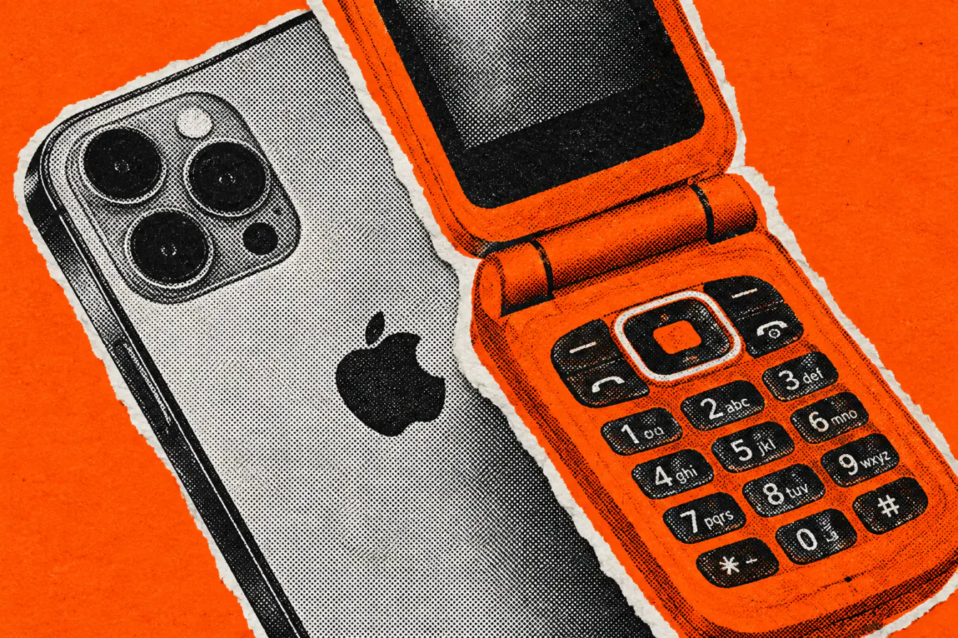 Clapet orange au-dessus d’un smartphone