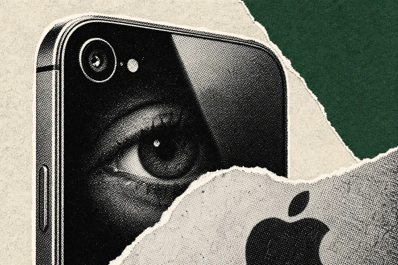 Gros plan d’un smartphone surveillant une pièce
