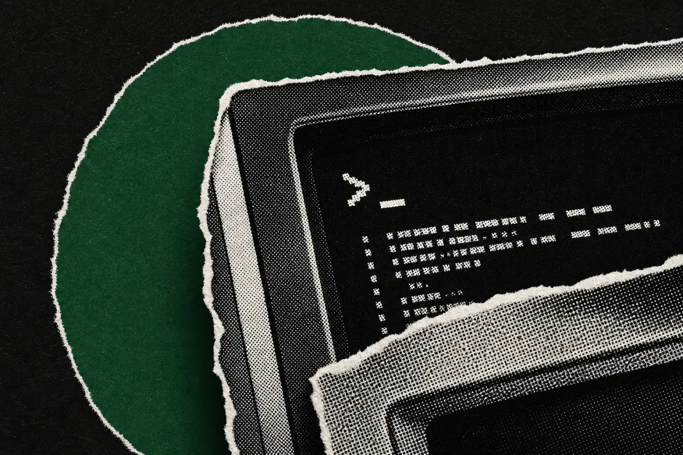 Gros plan d’un terminal au halo vert