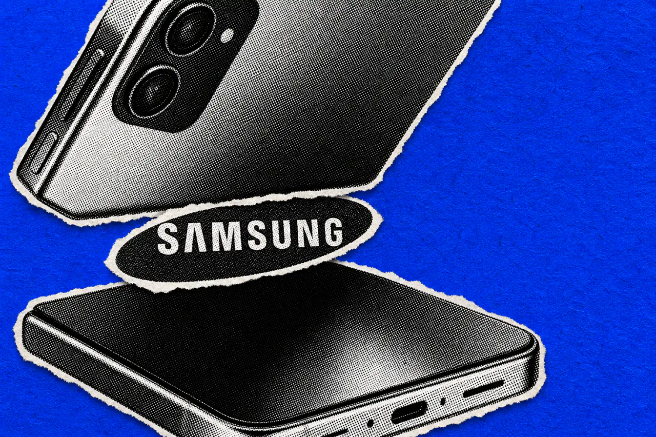 iPhone pliable serrant le logo Samsung
