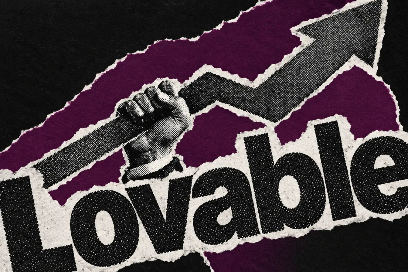 Le logo Lovable porté par une flèche montante