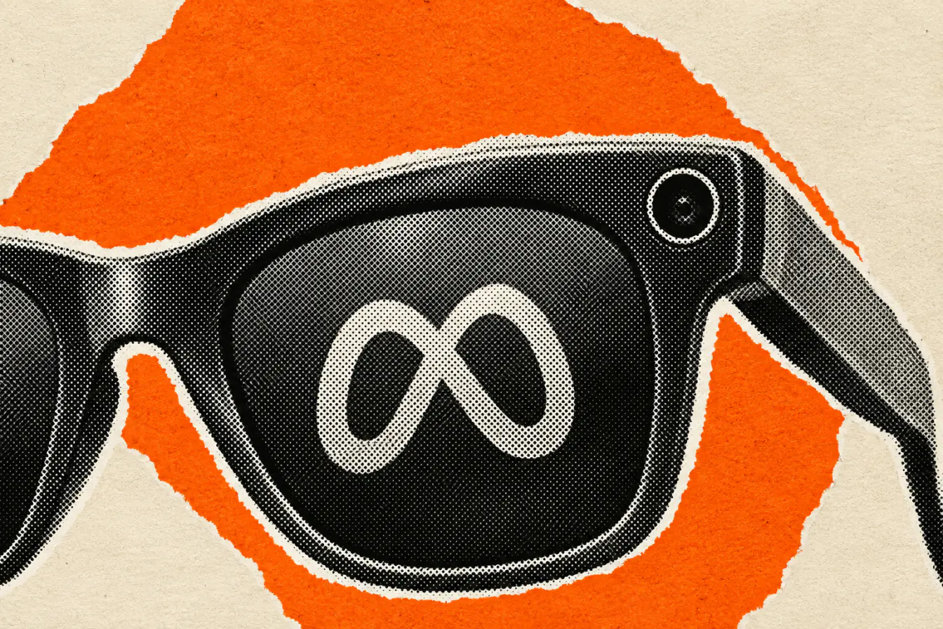 Logo Meta pris dans des lunettes connectées