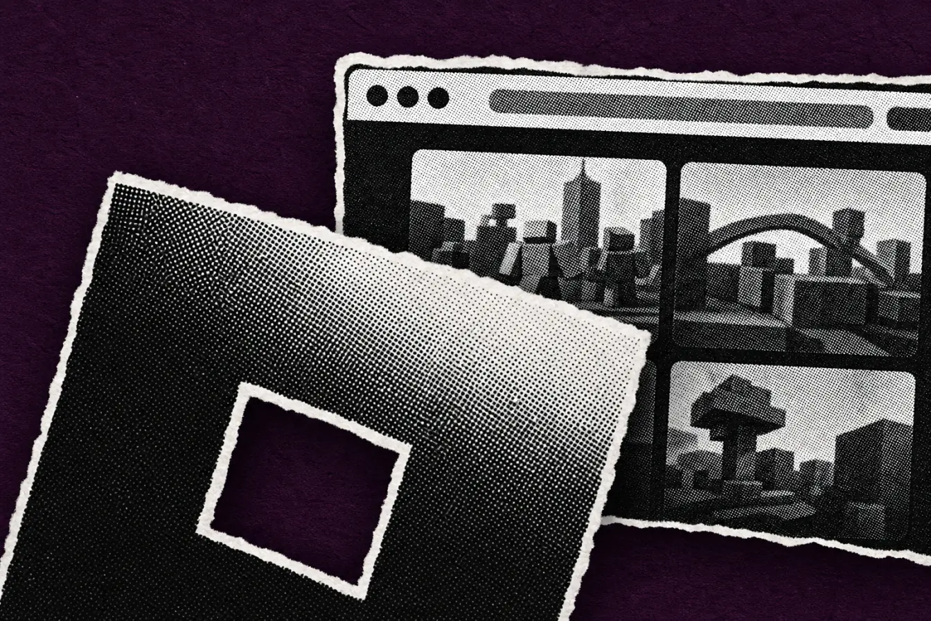 Logo Roblox refermé sur une fenêtre web