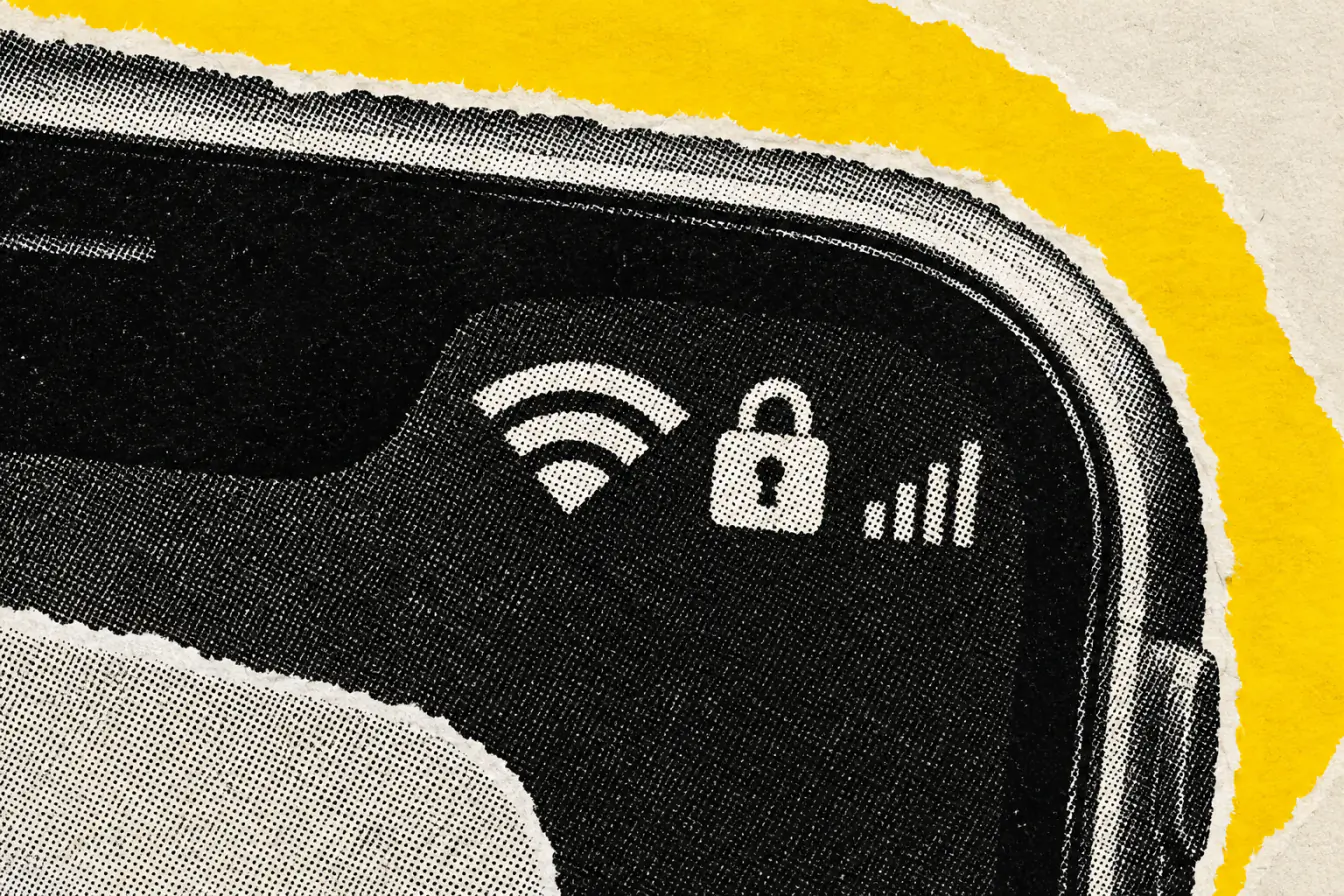 Barre d’état avec Wi‑Fi et cadenas