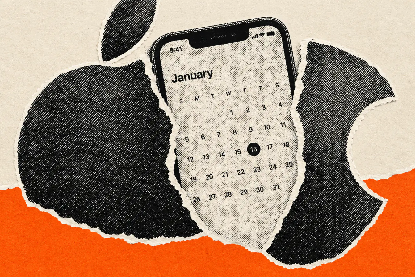 Logo Apple fendu autour d’un iPhone en janvier