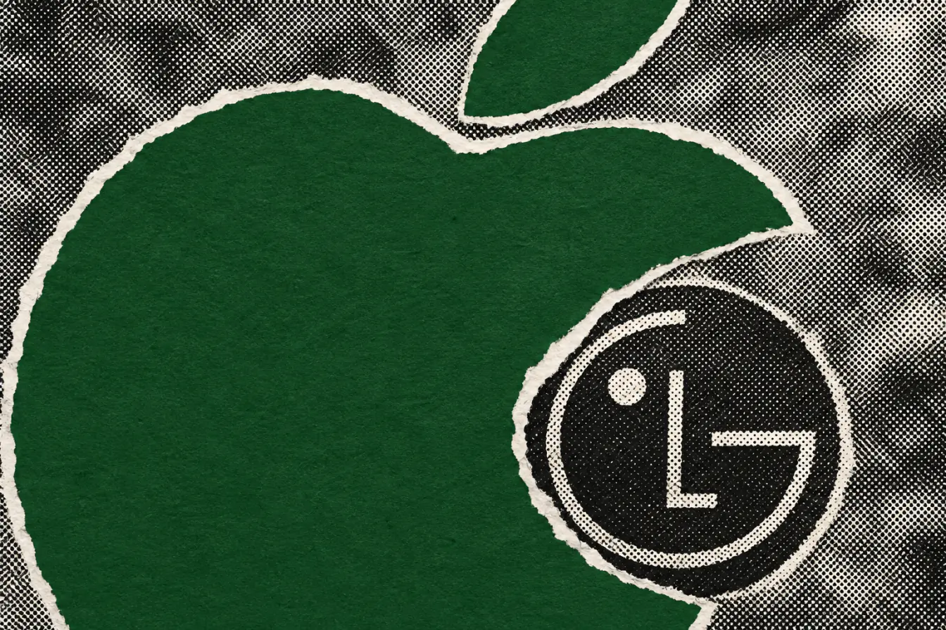 Logo Apple refermé sur le logo LG