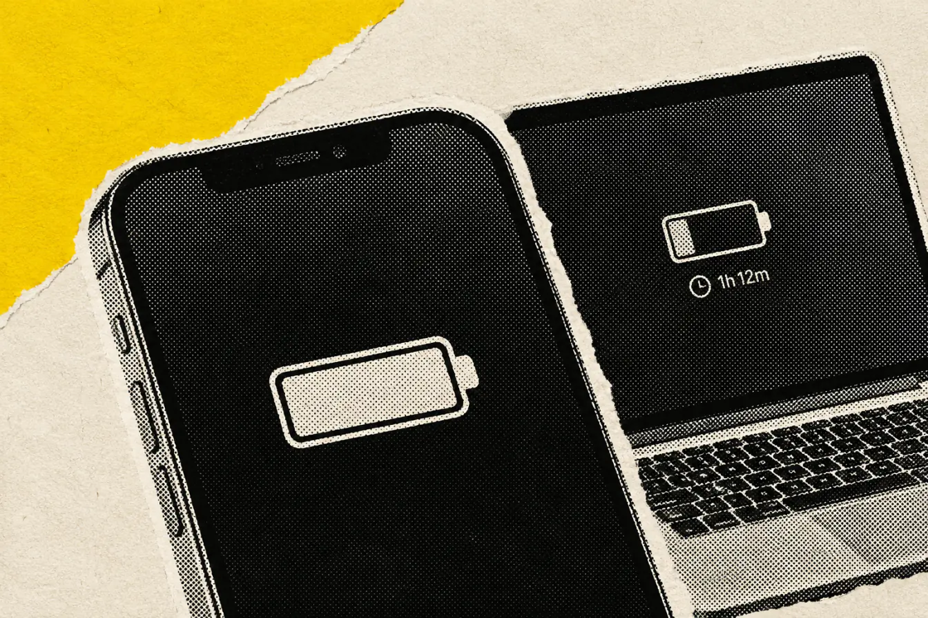Smartphone à batterie pleine sur diagonale jaune