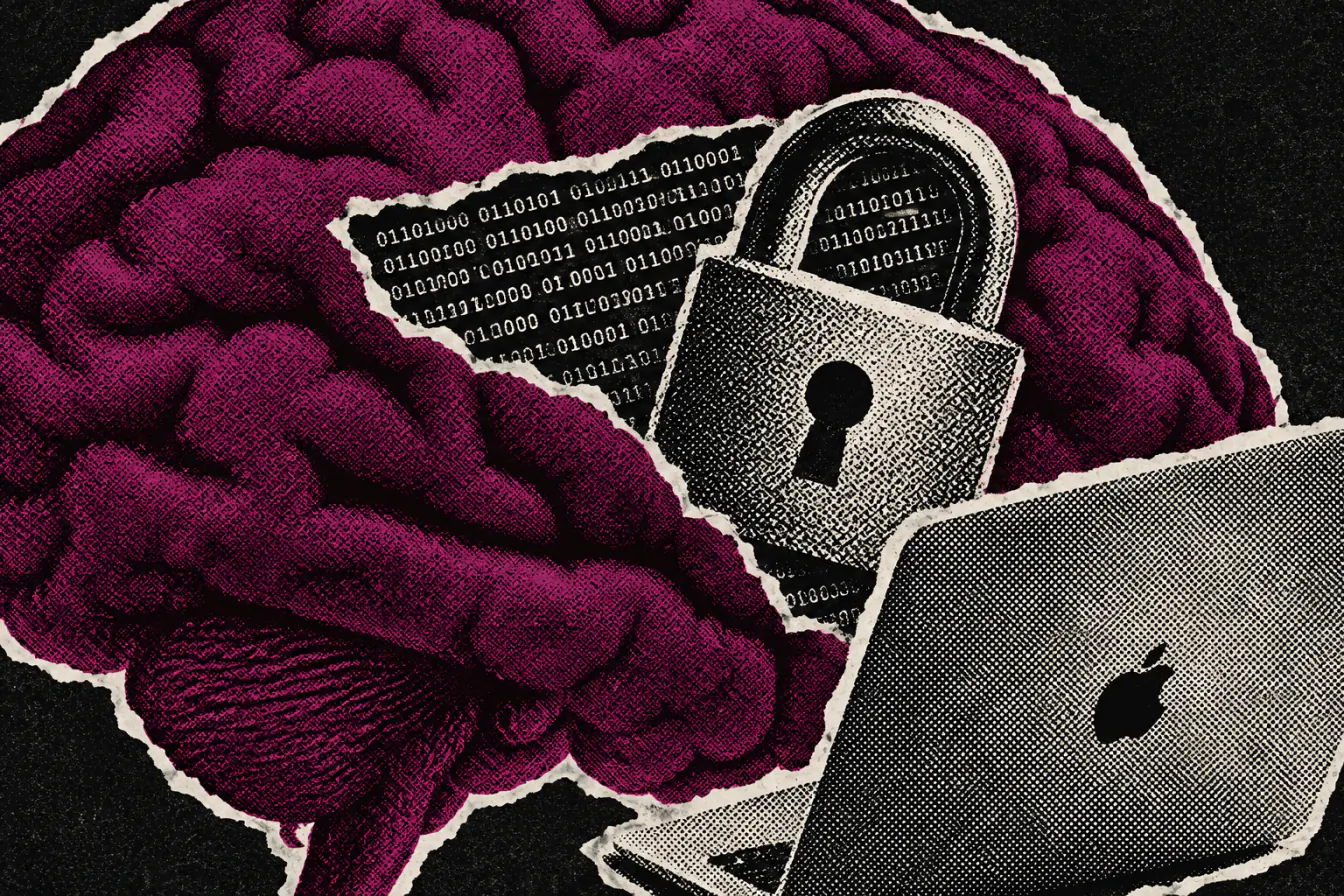 Cerveau découpé avec code et cadenas