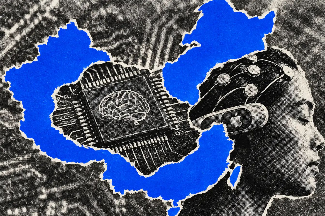 Carte de Chine autour d’une puce neuronale