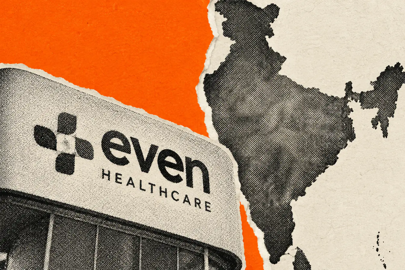 Logo d’Even et carte de l’Inde déchirés