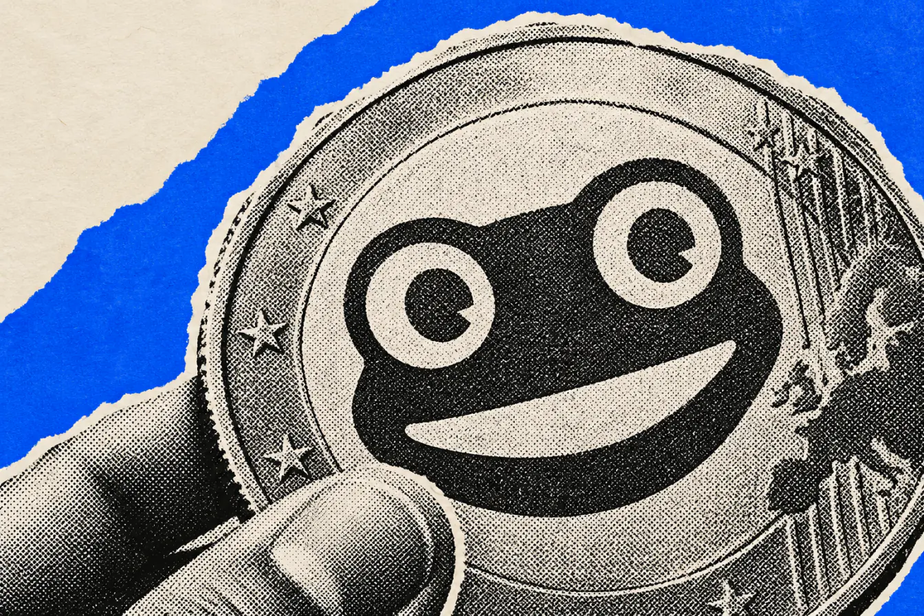 Logo Frogans serré dans une pièce en euro