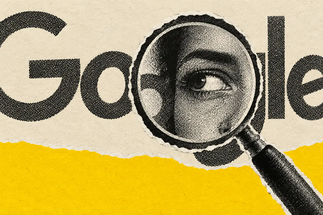 Logo Google sous une loupe partielle