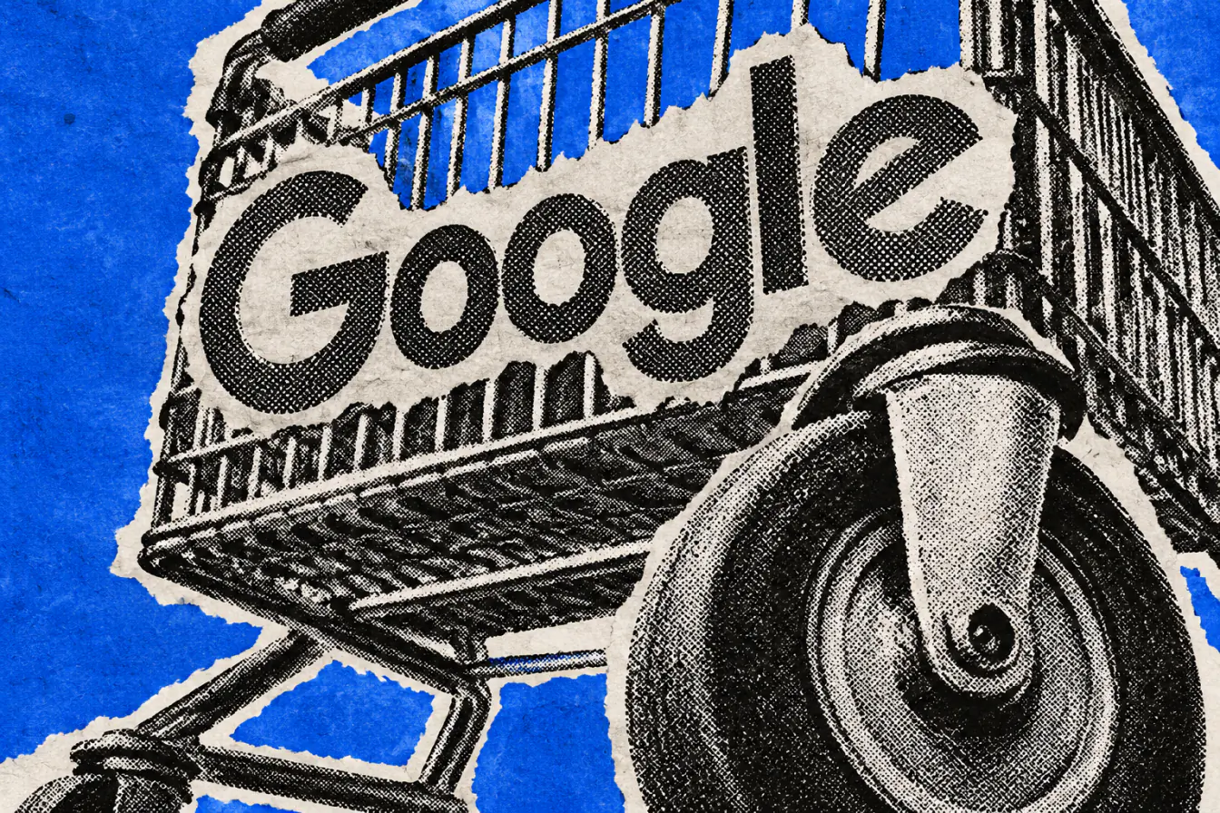 Logo Google enfermé dans un chariot